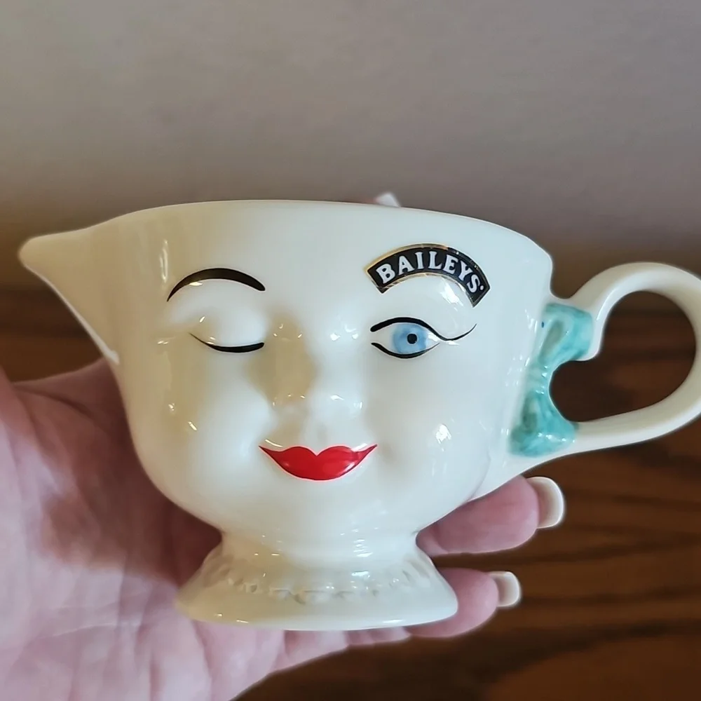 1996 Limited Edition Baileys Winking Face Cup and Creamer Set